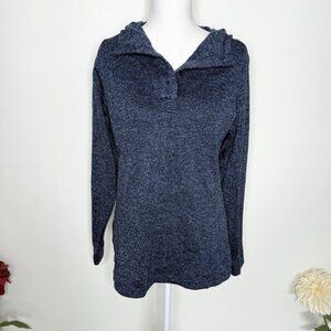 Columbia Blue Marled Fleece Pullover Hoodie Size M Preppy Outdoors Athliesure